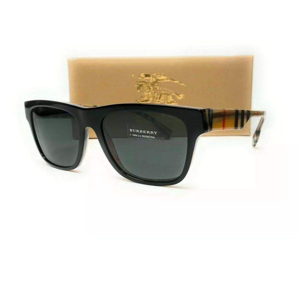 Burberry Men's Black and Grey Sunglasses!